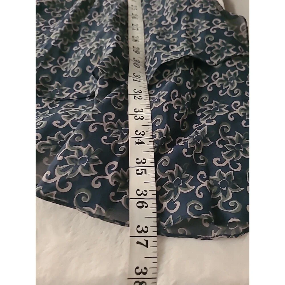 Sundance Silk Boho Wrap Skirt Womens Size 10 Blue Tan Floral Tie Waist Lagenlook